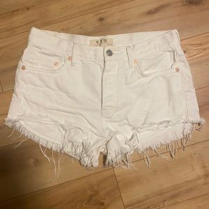 Free People We The Free Loving Good Vibrations Cutoff White Denim Shorts